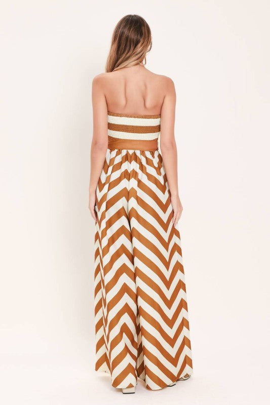 Sunset Stripe Strapless Jumpsuit