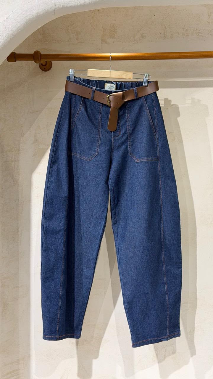 Italian Barrel Leg Denim Pants