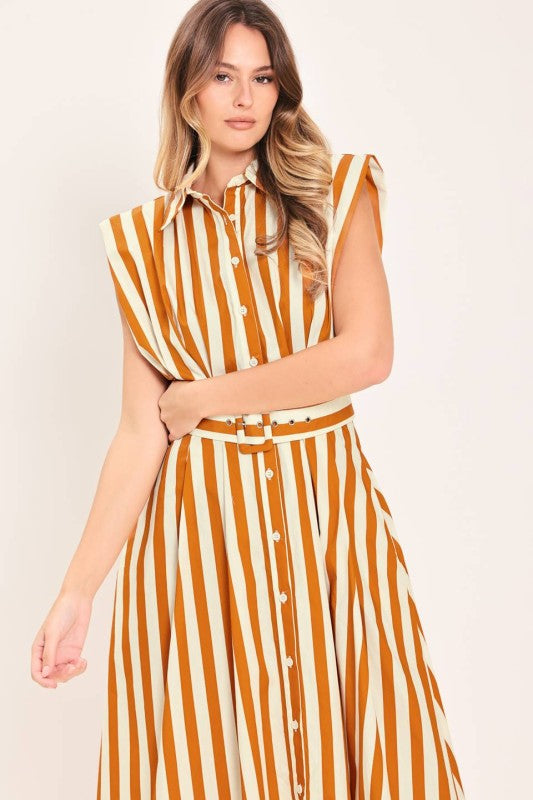 Golden Stripe Midi Dress