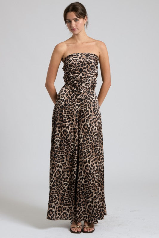 Leopard Print Strapless Two-Piece Set