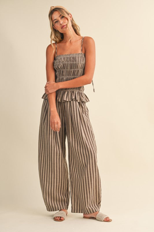 Striped Linen Blend Jumpsuit