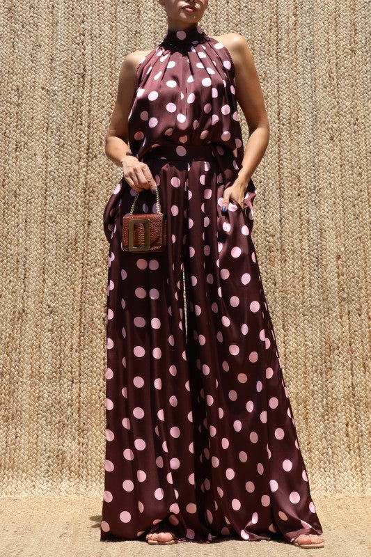 Chocolate Blush Polka Dot Jumpsuit 🤎🩷