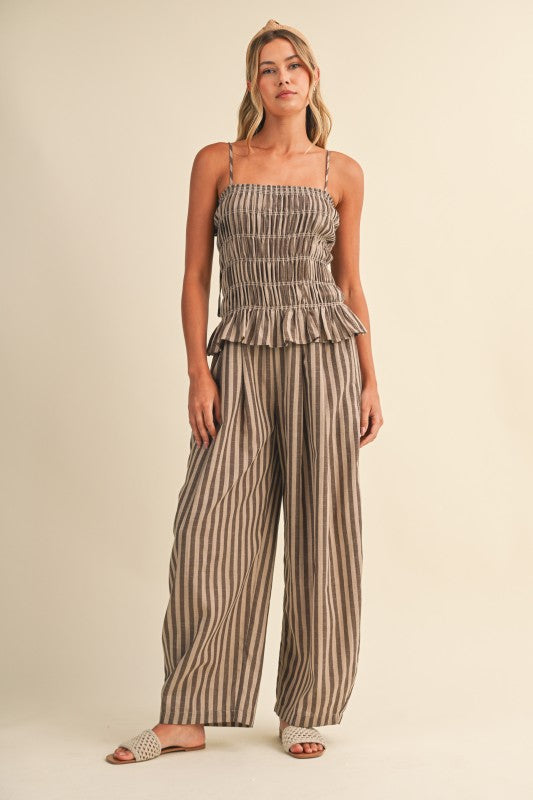 Striped Linen Blend Jumpsuit