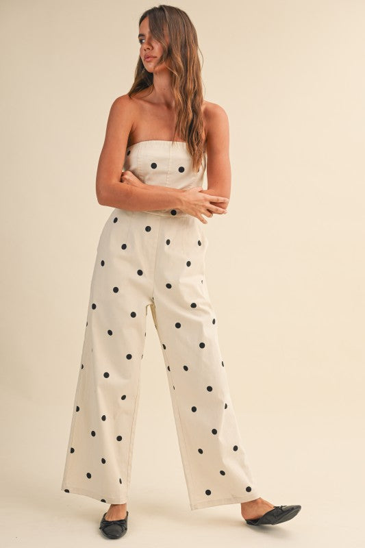 Polka Dot Strapless Jumpsuit