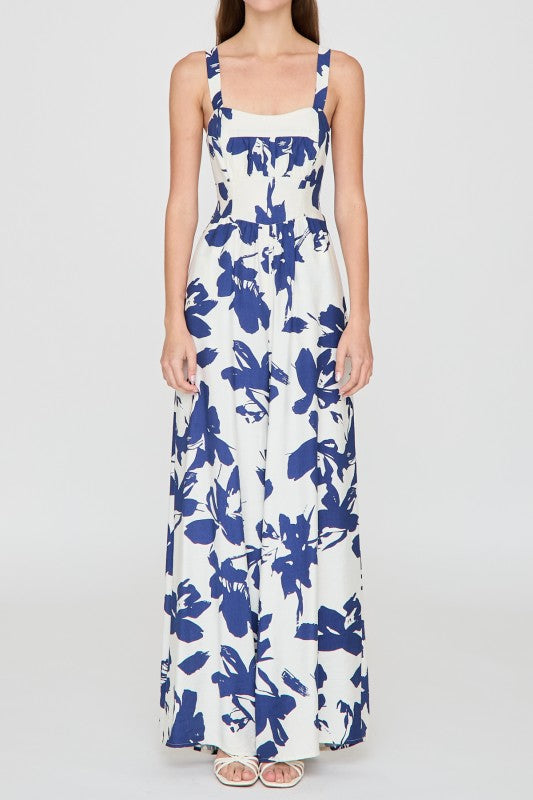 Blue Blossom Tie-Back Jumpsuit