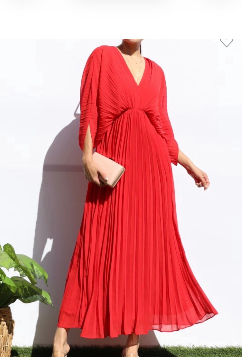 Red Pleated Midi Dress ❤️