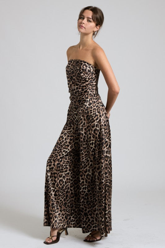 Leopard Print Strapless Two-Piece Set