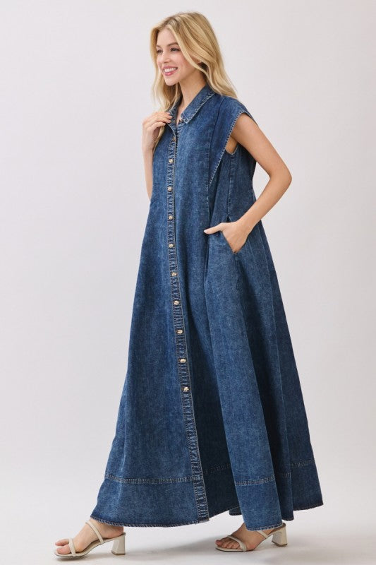 Charlotte Denim Maxi Dress