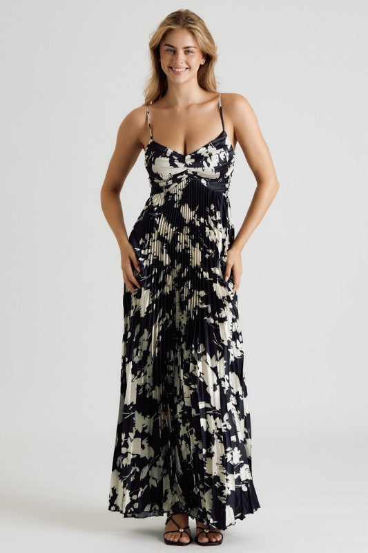 Floral Pleated Maxi Dress
