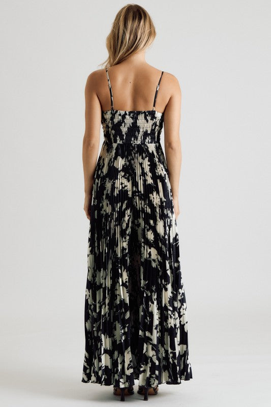 Floral Pleated Maxi Dress