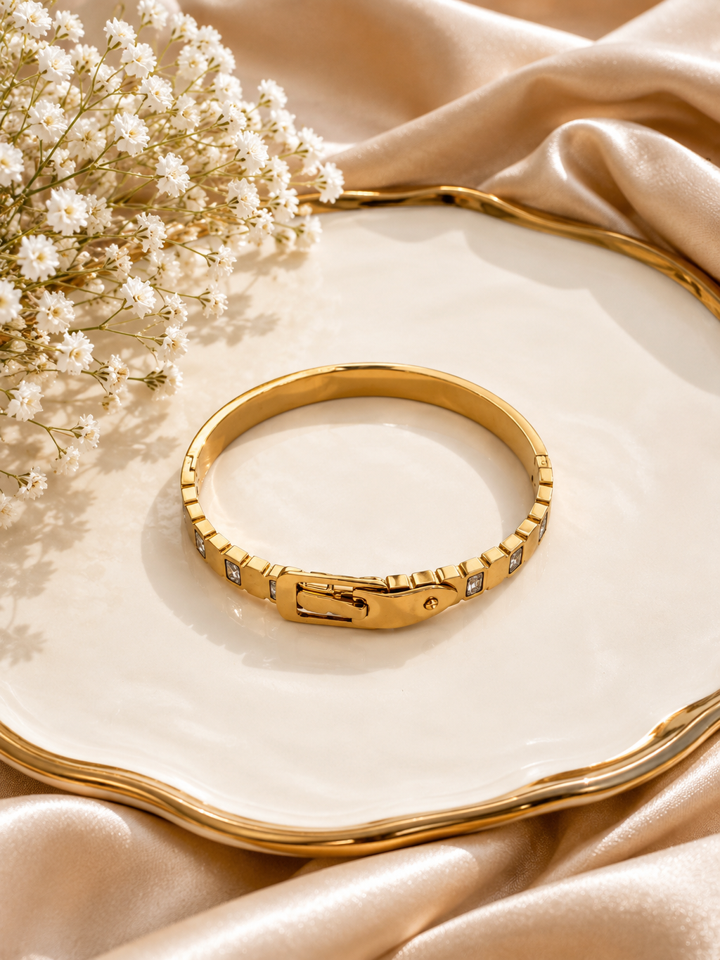 Gold Crystal Bangle Bracelet