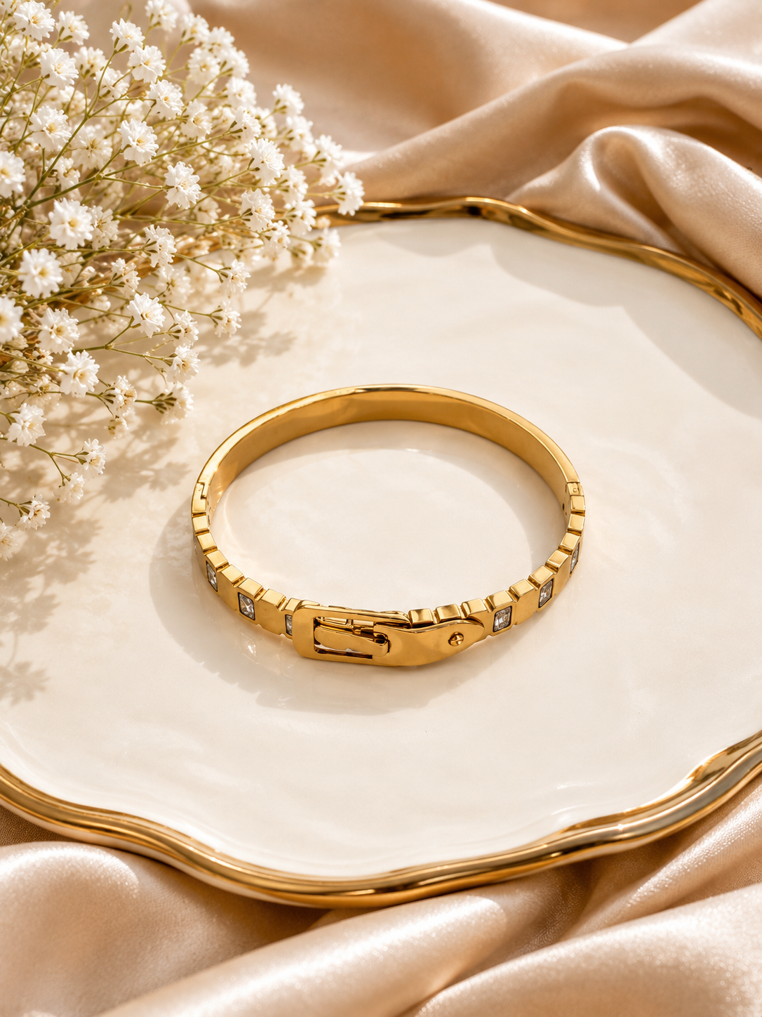 Gold Crystal Bangle Bracelet