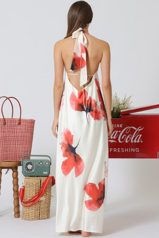 Scarlet Petals Maxi Dress