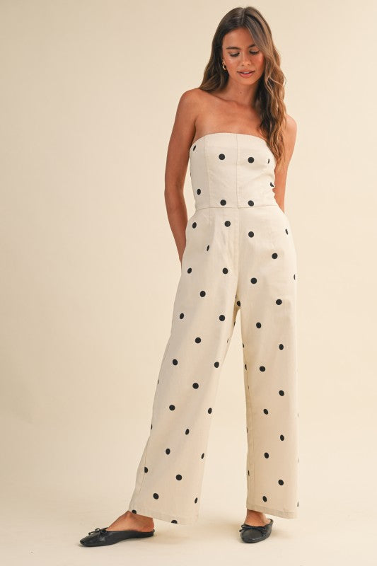 Polka Dot Strapless Jumpsuit
