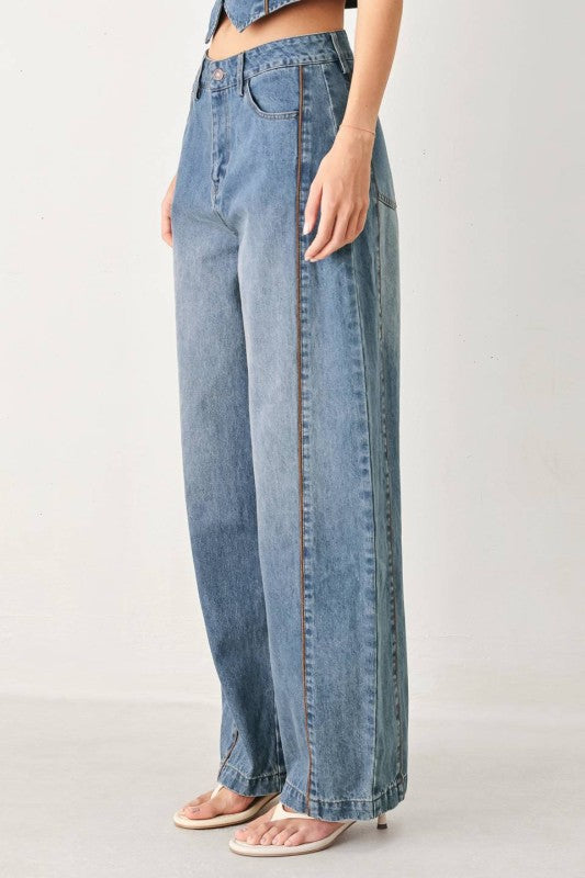 Washed Denim Balloon Pants
