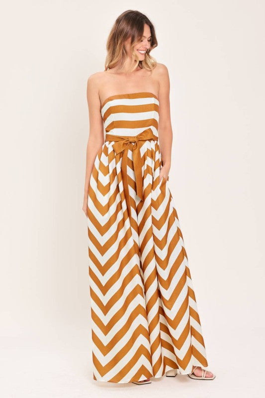 Sunset Stripe Strapless Jumpsuit