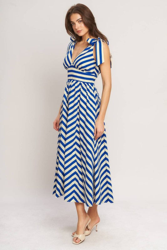 Blue Breeze Striped Midi Dress