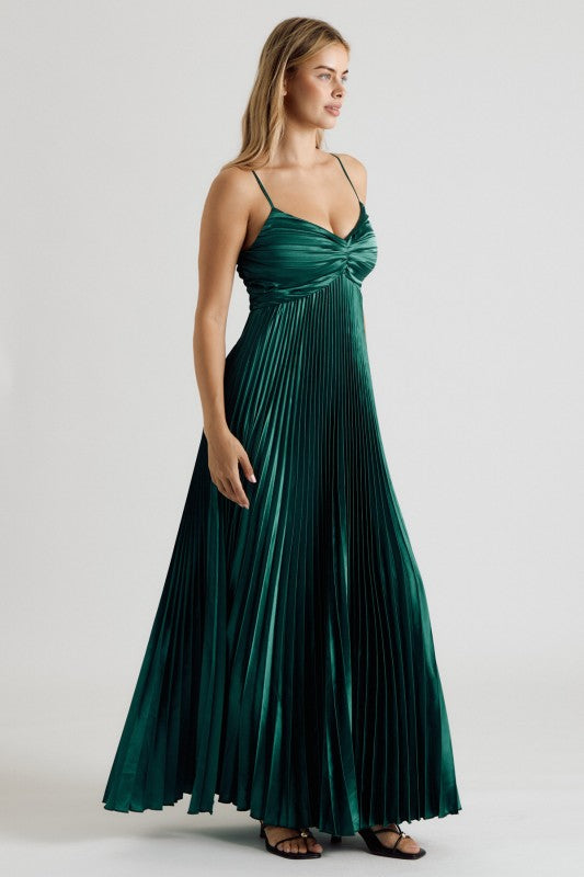 Emerald Pleated Maxi Dress