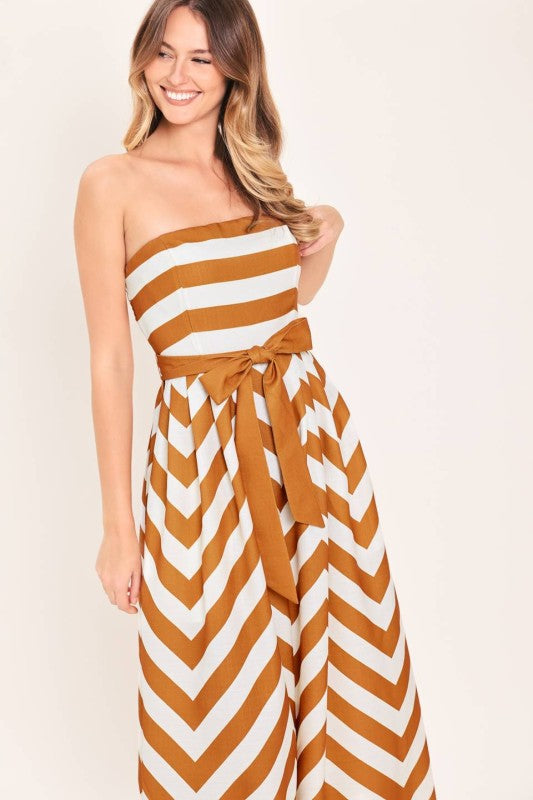 Sunset Stripe Strapless Jumpsuit