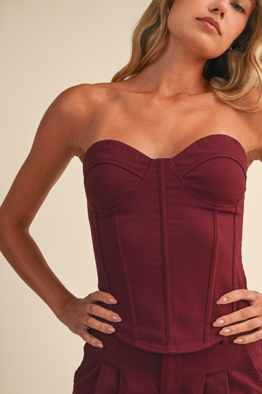 Burgundy Corset Pant Set