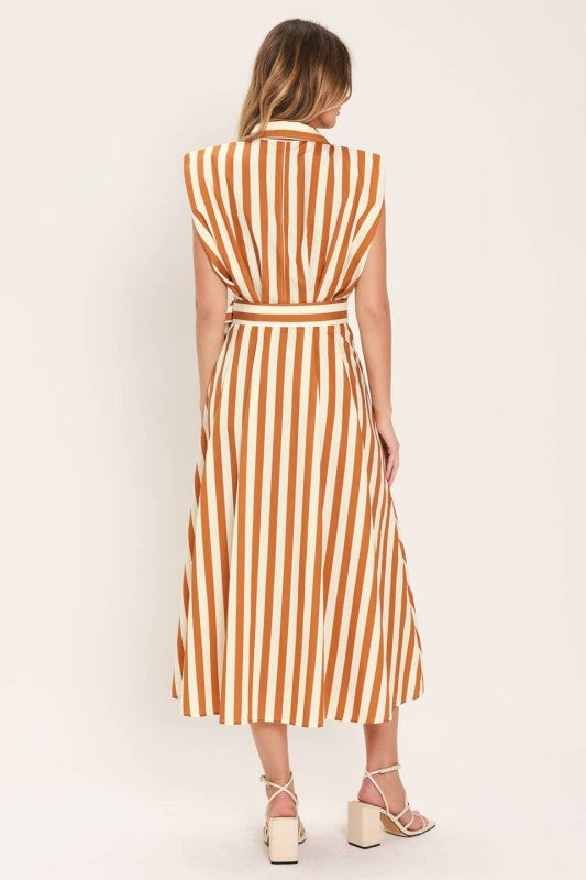 Golden Stripe Midi Dress