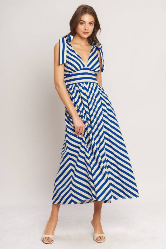 Blue Breeze Striped Midi Dress