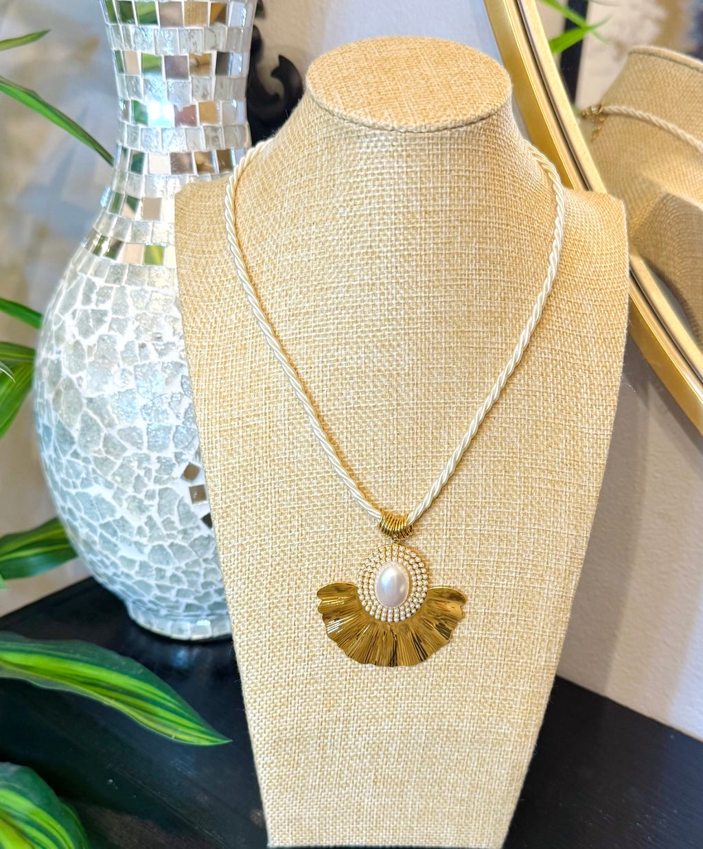 Gold Pearl Statement Necklace