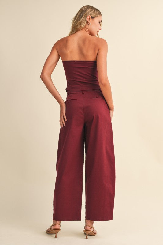 Burgundy Corset Pant Set
