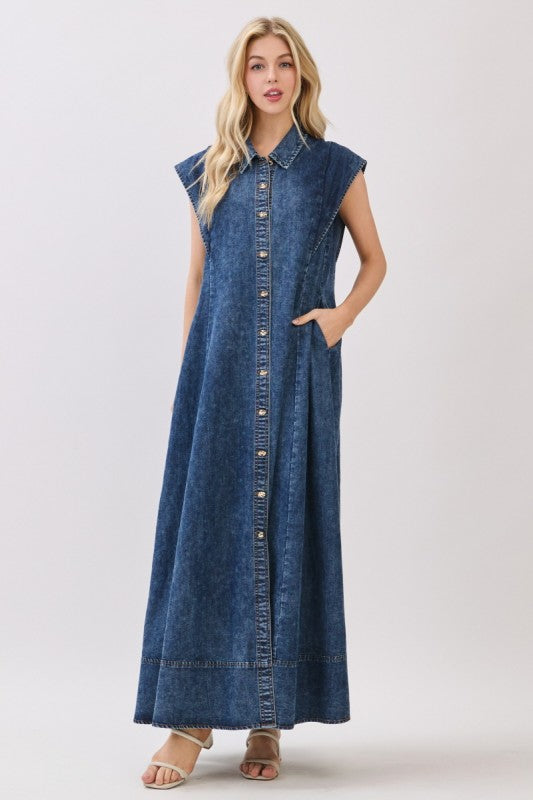 Charlotte Denim Maxi Dress