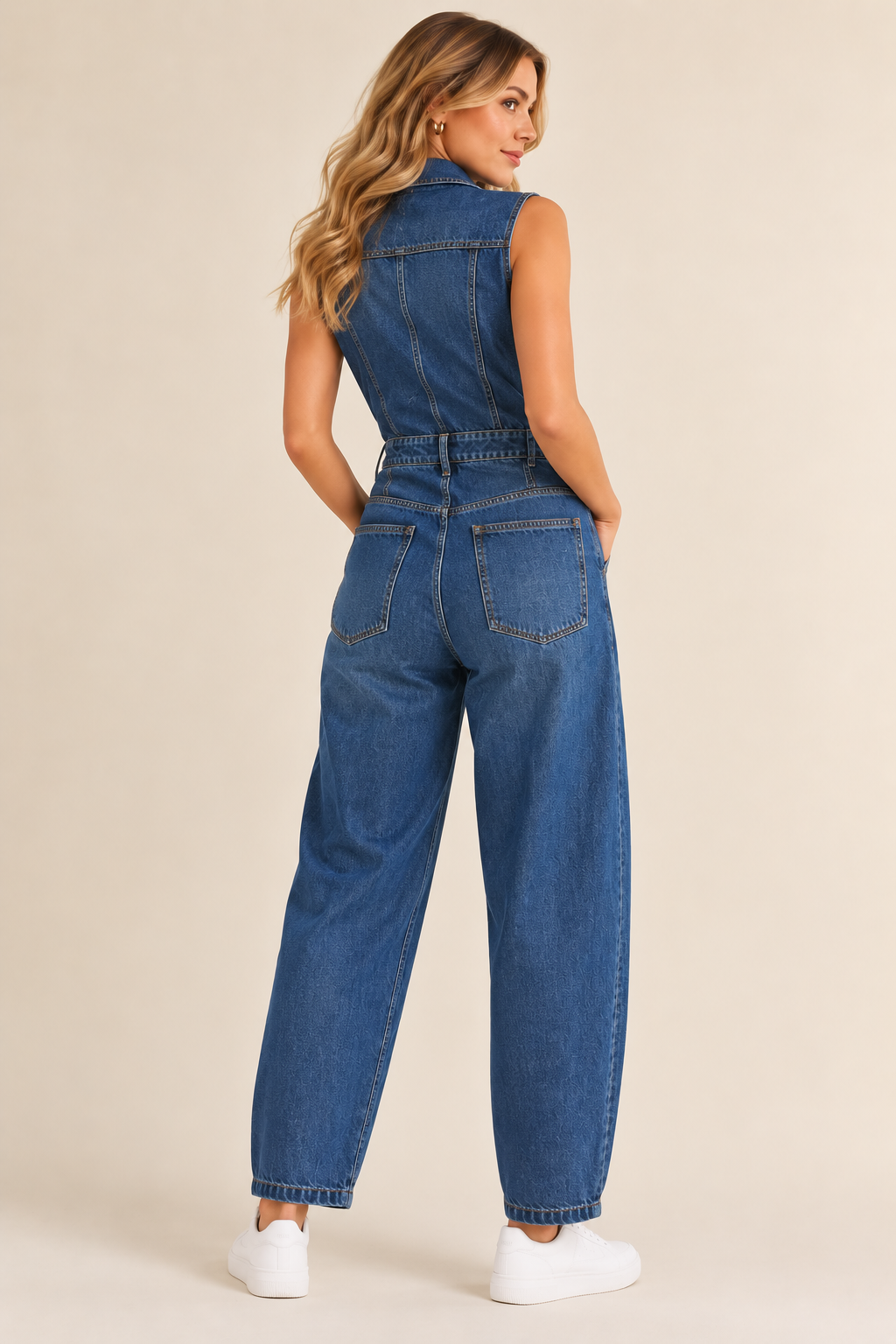 Denim Barrel Leg Jumpsuit