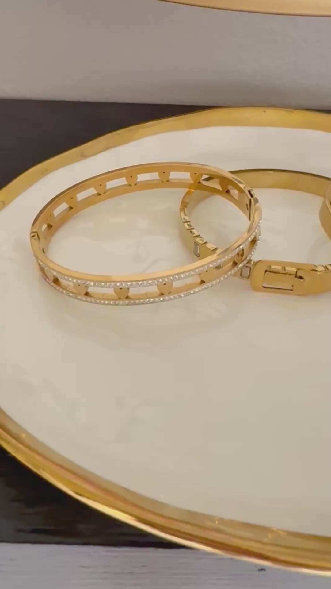 Gold Crystal Bangle Bracelet
