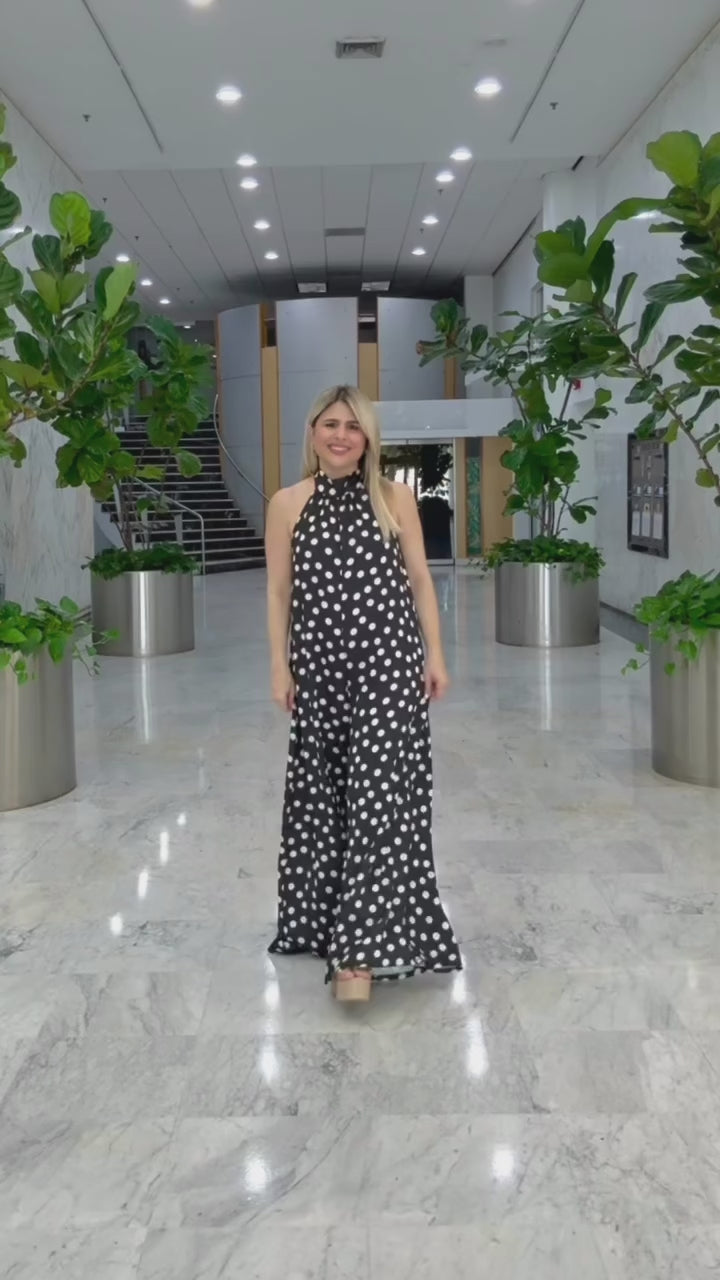 Polka Luxe Satin Jumpsuit